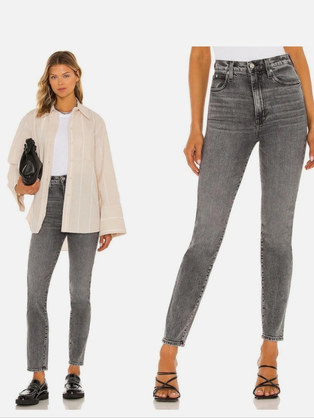 Slvrlake Beatnik High Rise Slim Jean Destressed Grey "Harvest Moon"
